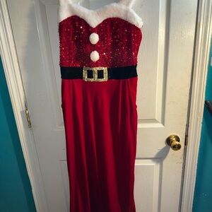 Red Sequin Santa Jumpsuit
